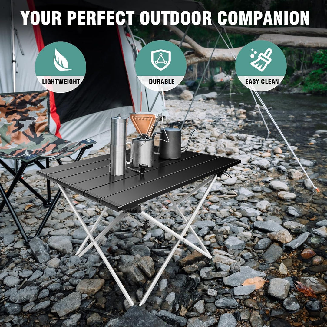 AUTOFU Tragbarer Campingtisch, zusammenklappbar, ultraleichter Klapptisch mit Aluminium-Tischplatte