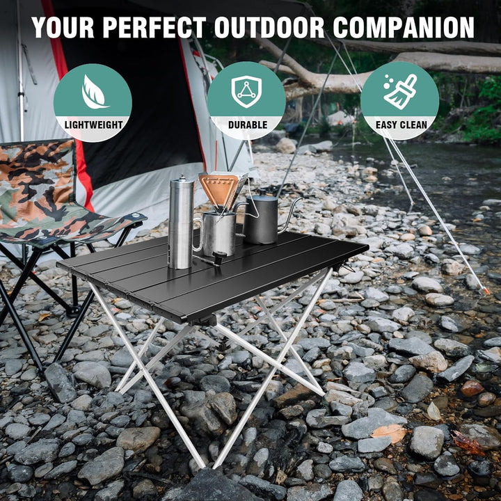 AUTOFU Tragbarer Campingtisch, zusammenklappbar, ultraleichter Klapptisch mit Aluminium-Tischplatte