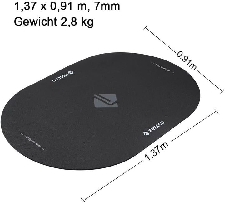 Feecco Springseilmatte, Rutschfeste 7mm Ultra-Dicke PVC Matte mit Hoher Dichte 1.37x0.91m, 1.37x0.91