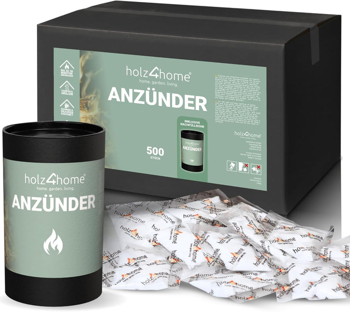 holz4home® Anzündtüten 500 Stück Grillanzünder Kaminanzünder Anzünder I Ofenanzünder Kaminofenanzünd
