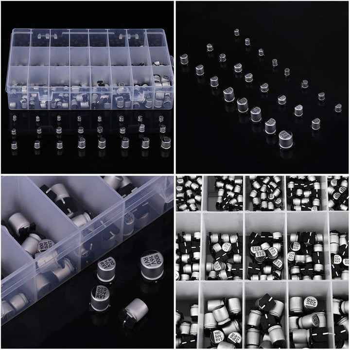 24 Value 400Pcs Elektrolytkondensator-Sortiment-Box-Kit, SMD-Aluminium-Elektrolytkondensator-Sortime