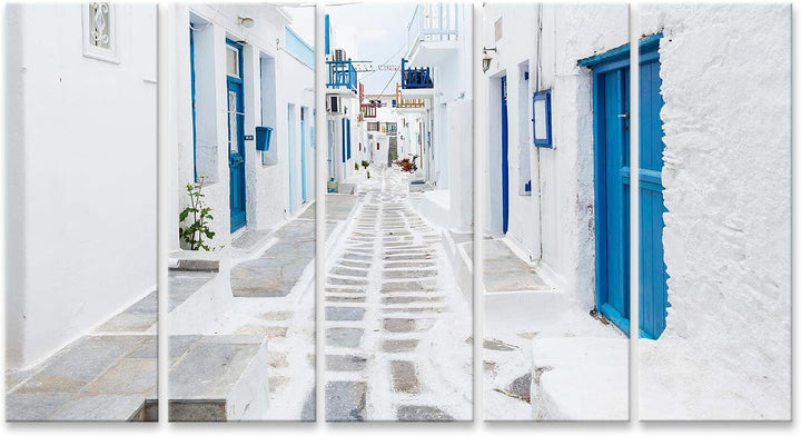 islandburner Bild auf Leinwand Mykonos Strassenansicht Griechenland Bilder Wandbilder Poster Leinwan