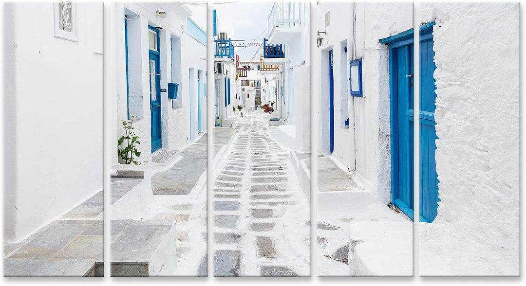 islandburner Bild auf Leinwand Mykonos Strassenansicht Griechenland Bilder Wandbilder Poster Leinwan