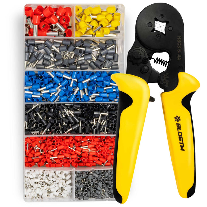 BLOSTM Crimpzangen Aderendhülsen Set Reichweite Einstellbare Ratsche Aderendhülsenzange 0.25-10mm²/a