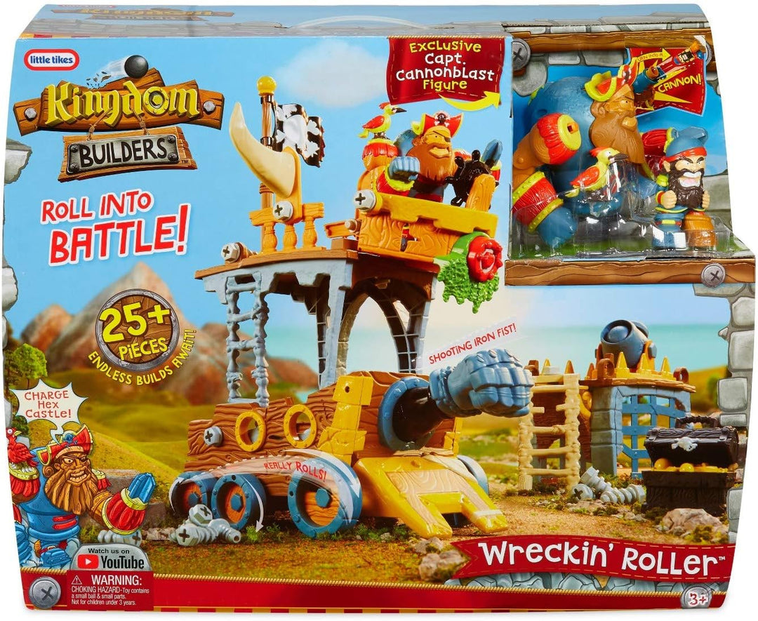 little tikes Kingdom Builders – Wreckin-Roller mit Bashers Leader Captain Cannonblast mit über 25 Ro