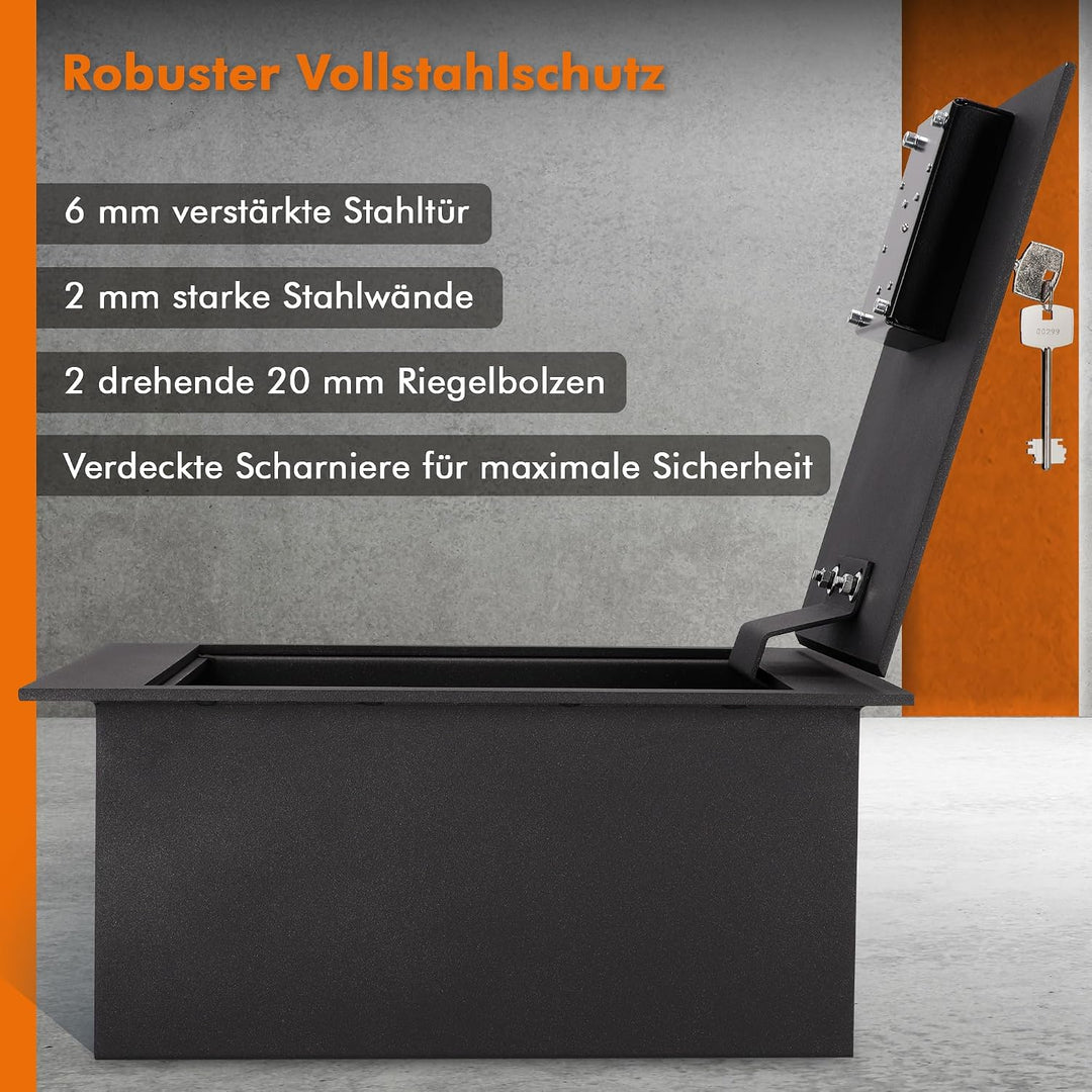 Brihard Bodenmontierter A4-Dokumententresor mit Schlüsselschloss – 13,5L Sichere Aufbewahrung – Auss