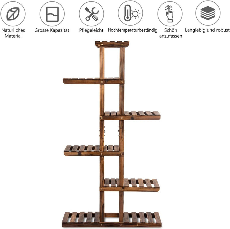 COSTWAY Pflanzenregal Blumenregal, Blumenständer Garten, Blumentreppe Holz, Pflanzentreppe mehrstöck
