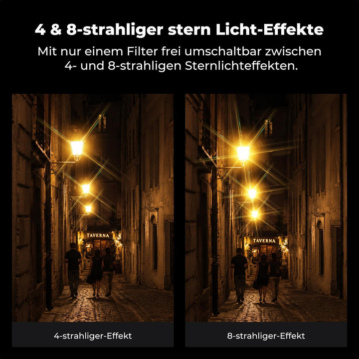 K&amp;F CONCEPT 55mm Variabler Kurzstrahl-Sternfilter 4&amp;8 Punkte Dezenter Glanz | HD Optisches Glas mit