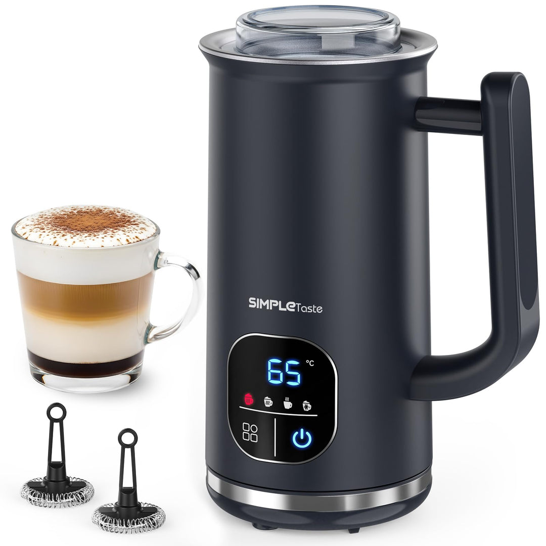 SIMPLETASTE Milchaufschäumer Elektrisch 4-in-1, Heisser & kalter Milchschaum, Milch erwärmen & Kakao