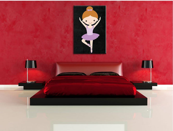Pixxprint Hübsche Ballerina mit Schleife schwarz, Format: 70x100 auf hochkantiges Leinwandbild, 70x1