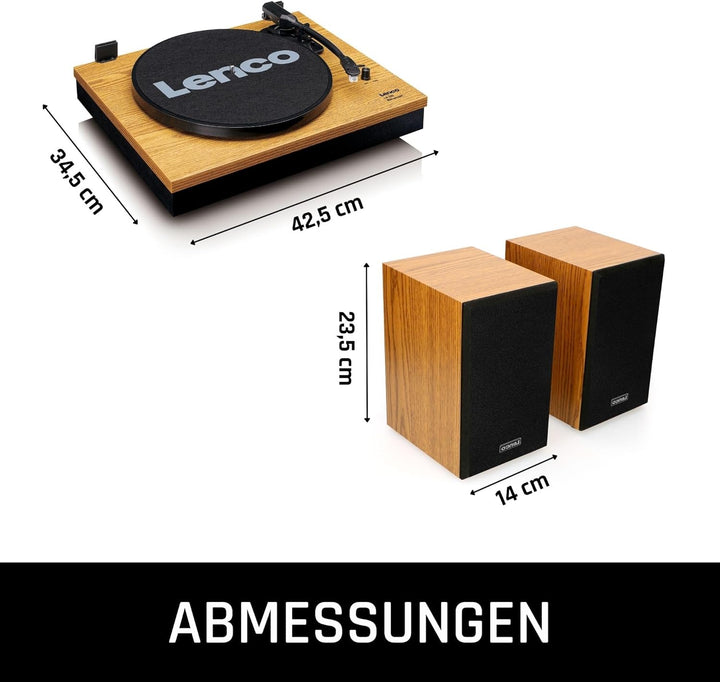 Lenco LS-300 - Hi-Fi Plattenspieler mit Bluetooth - Mit externen Lautsprechern 2 x 10 W RMS - Riemen