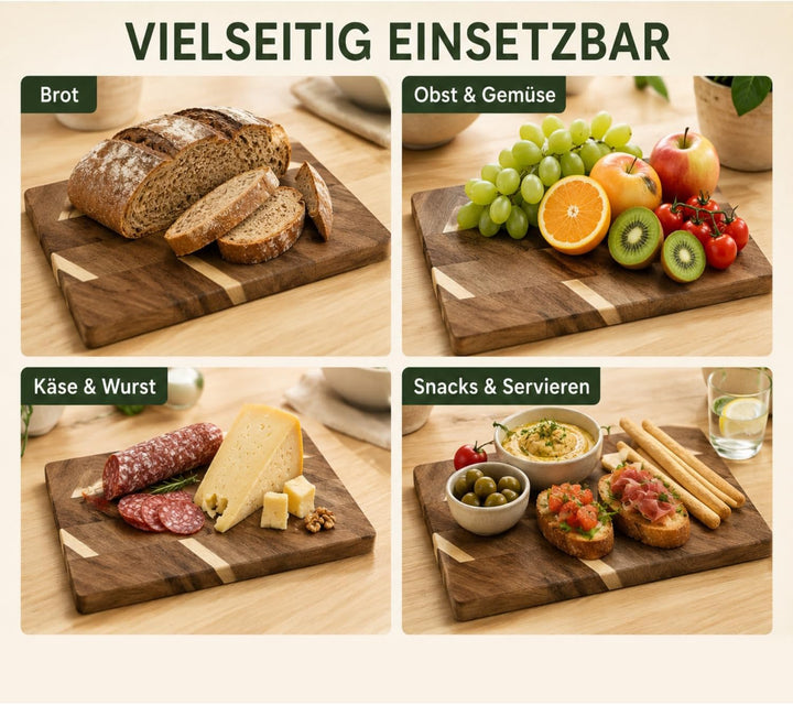 com-four® 30 x Schneidebrett aus Akazienholz 22 cm, Küchenbrett | Servierbrett für Brot - Käse und S