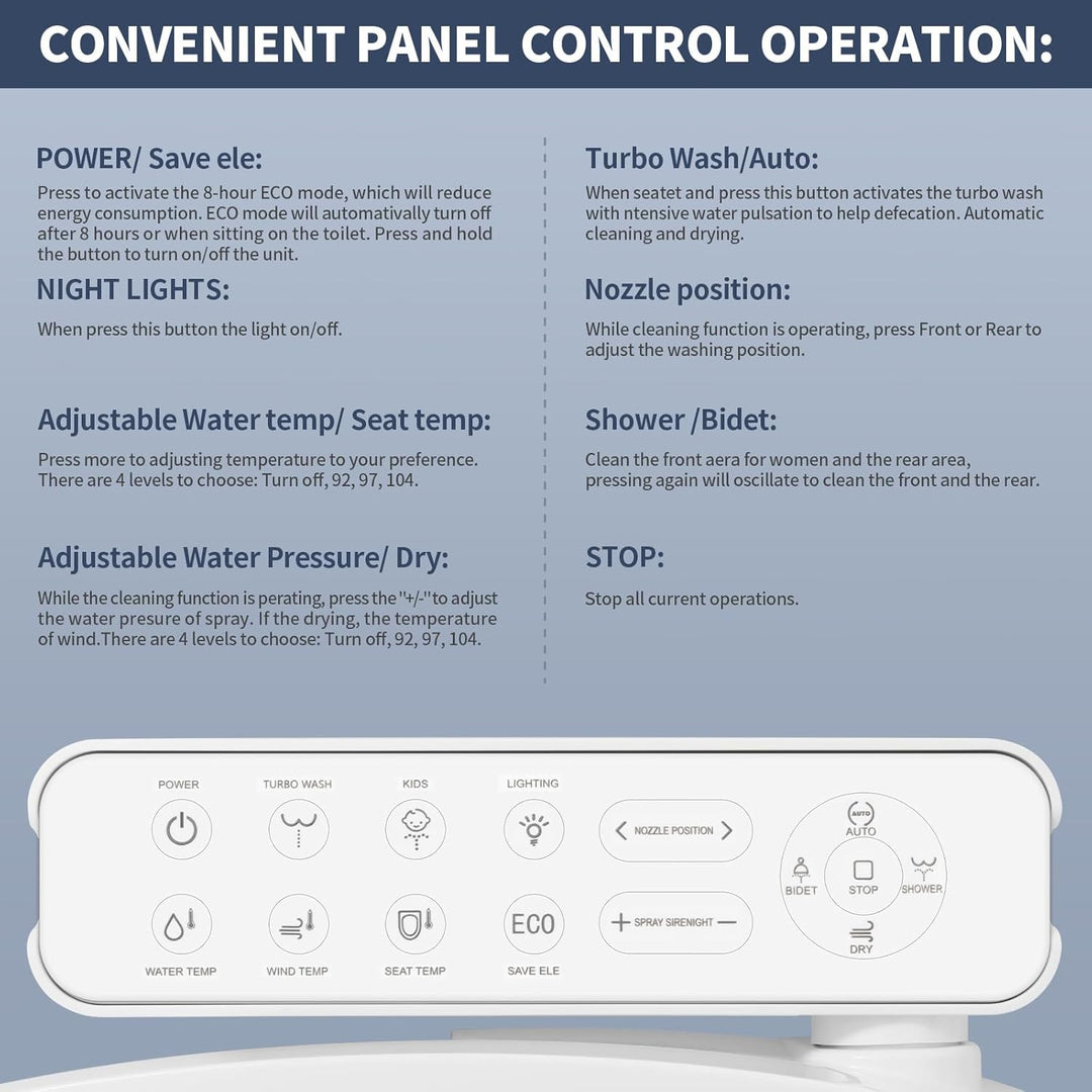 Smart Bidet Beheizter Toilettensitz, WC Dusche mit Selbstreinigungsfunktion, Warmwasser & Trockner,