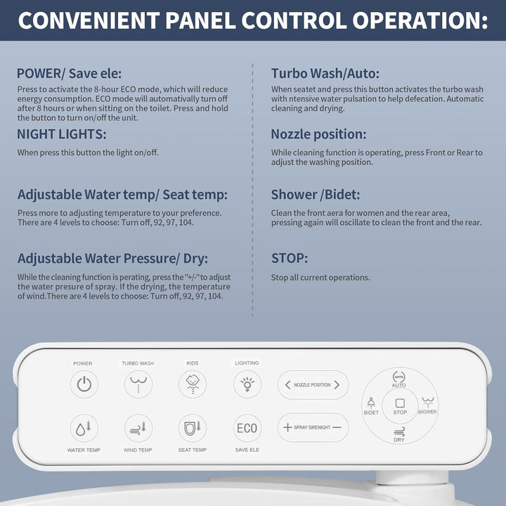 Smart Bidet Beheizter Toilettensitz, WC Dusche mit Selbstreinigungsfunktion, Warmwasser & Trockner,