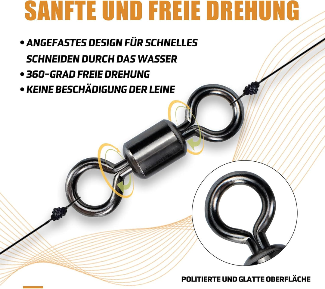 Angelwirbel Wirbel Angeln Tönnchenwirbel Angelzubehör Wirbel Set Extra Stark zum Raubfischangeln auf