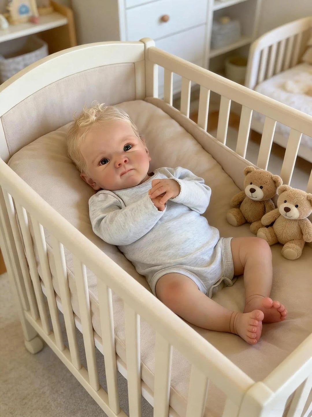 Zero pam Reborn Baby Vollsilikon Lebensecht Jungen Offene Augen, 45 cm Silikon Babys Weichkörper, Le