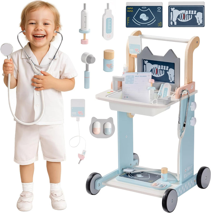 ROBOTIME Kinder Tierarzt-Klinik Spielset, Tierarzt-Kit für Jungen und Mädchen, Arzt Rollenspiel-Sets