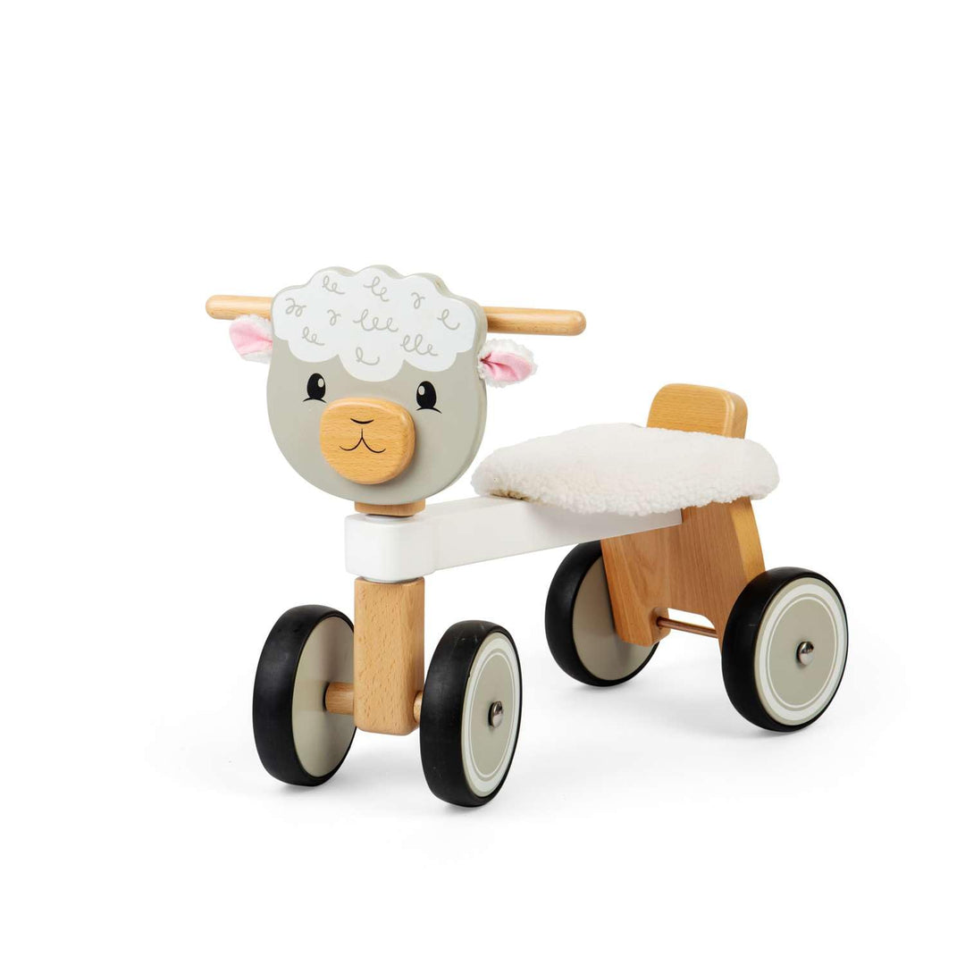 Bigjigs Toys Schiebeschaf, Mein erstes Laufrad für Kleinkinder, Holz-Dreirad Baby