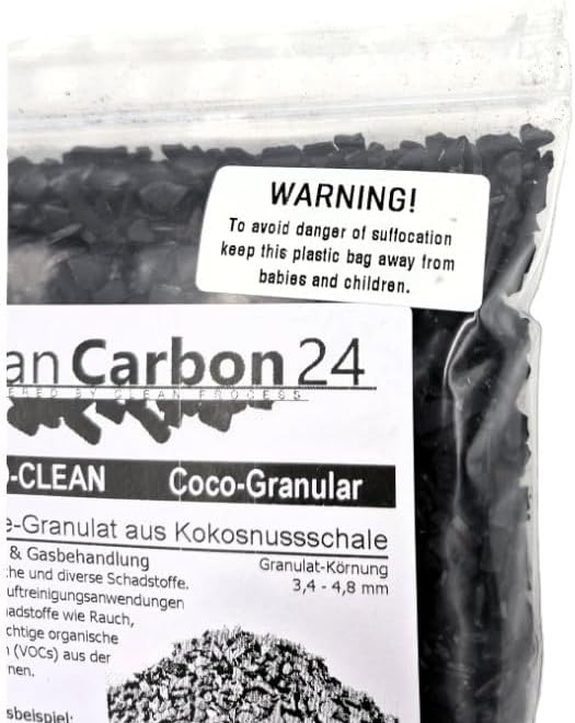 10 Liter Aktivkohle Granulat aus Kokosnussschalen zur Luftreinigung (3,4-4,8mm / 4x6mesh) [Energiekl