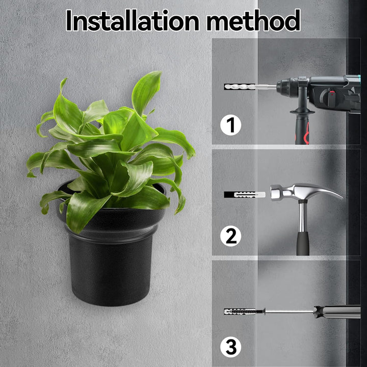 HA BIN Wandblumentopf für Akustikpaneele – 2er-Set kleine PP-Blumentöpfe Ø10×H10cm mit Halterungen f