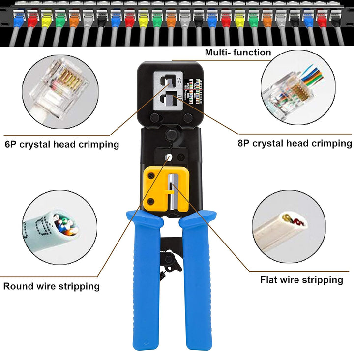 MAYLINEE Netzwerk Werkzeug Set Crimpzange RJ45 CAT5 CAT6, Kabel Tester Reparatur Zange für Netzwerks