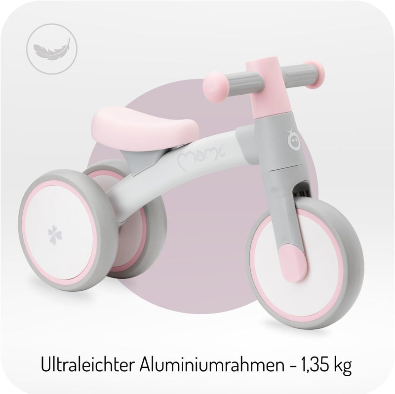 Momi Tedi Kinderlaufrad für Mädchen und Jungen (max. Körpergewicht 25 kg) Rosa, Rosa