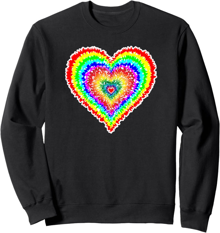 Groovy Rainbow Tie Dye Heart Cute Colorful Fun Retro Gift Sweatshirt