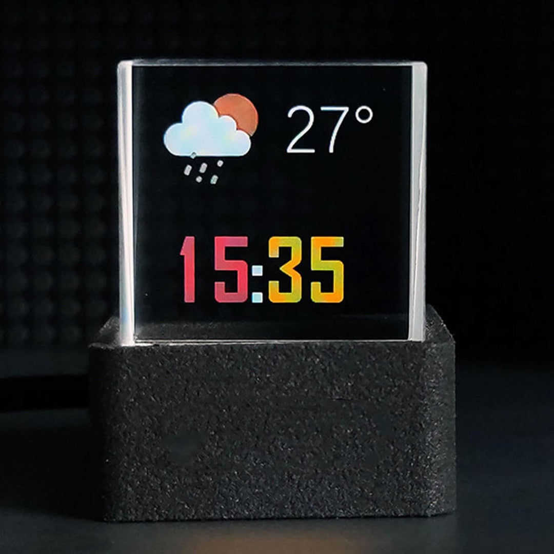 Denash Holografischer Kristallwürfel, 3D-Display und Wetteruhr mit GIF-Animationsfotoalbum und Count