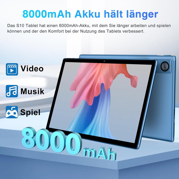 2026 Tablet 10.1 Zoll Android Octa-Core 22GB RAM+128GB ROM 1TB TF, Widevine L1,5G+2.4G WiFi, GMS,BT