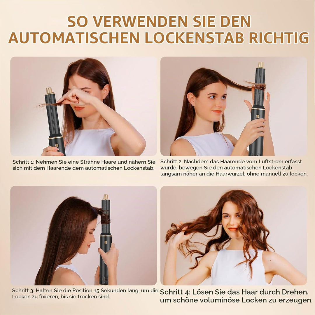Airstyler 5 in 1 Hairstyler mit Air Lockenstab Föhn Heissluftbürste Haarstyling Geräte Föhnbürste Wa
