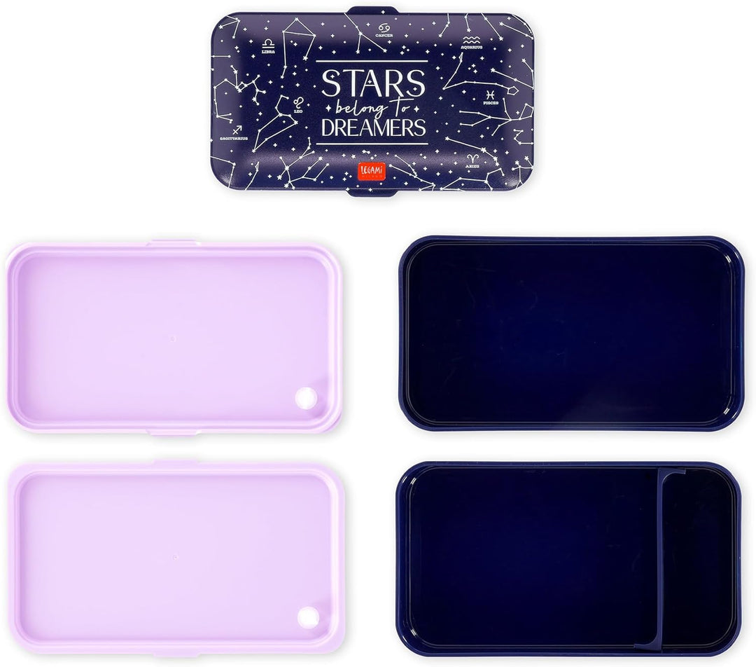 Legami - Lunchbox mit 3 Besteckn, Stars, Lunchbox, Fassungsvermögen 1200 ml, auslaufsicher, mikrowel