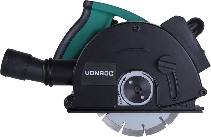 VONROC Mauernutfräse Schlitzfräse Laser mit Absaughaube - Mauerfräse 1700W - Schlitzmaschine für 150