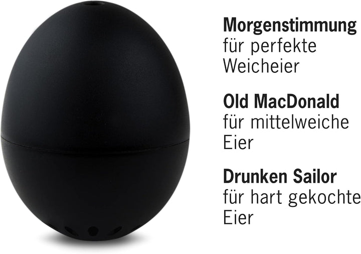 PiepEi Classic Schwarz - Singende Eieruhr zum Mitkochen - Eierkocher für 3 Härtegrade - Piep Ei mit