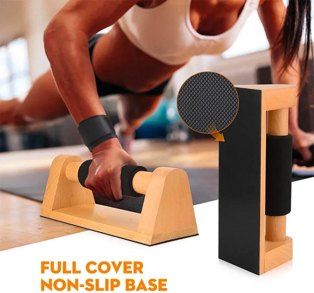 Aka & Lou 2 Push up bars aus Buchenholz, Parallettes calisthenics Griffe für Muskelaufbau, home fitn