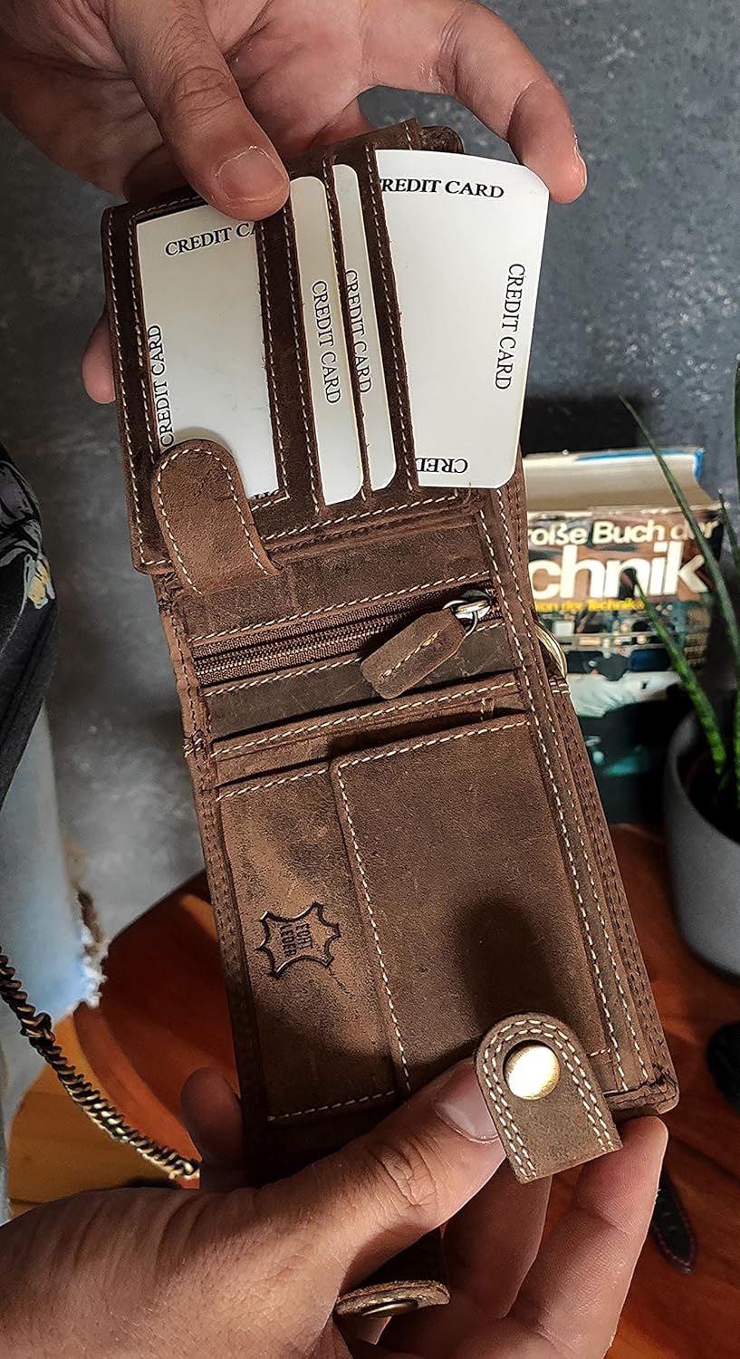 Wildery® Geldbeutel mit Kette I Biker Geldbörse mit Kette Herren I Geldtasche mit RFID Schutz I Port