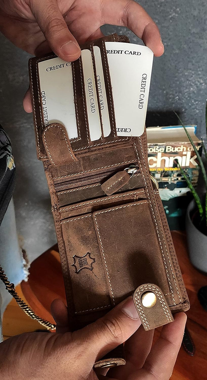 Wildery® Geldbeutel mit Kette I Biker Geldbörse mit Kette Herren I Geldtasche mit RFID Schutz I Port