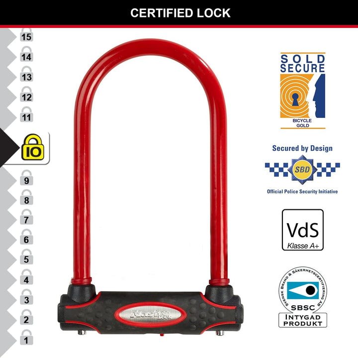 MASTER LOCK Bügelschloss [Schlüsselschloss] [mit Halterung] [Zertifiziertes Fahrrad Schloss - Secure