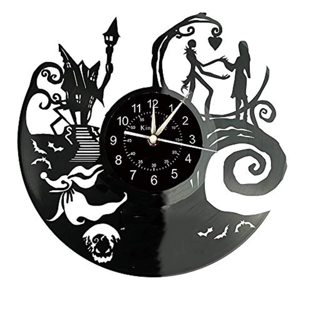 Smotly Vinyl Wanduhr, eine grosse Wanduhr mit einem Alptraum Thema vor Weihnachten, handgefertigte W