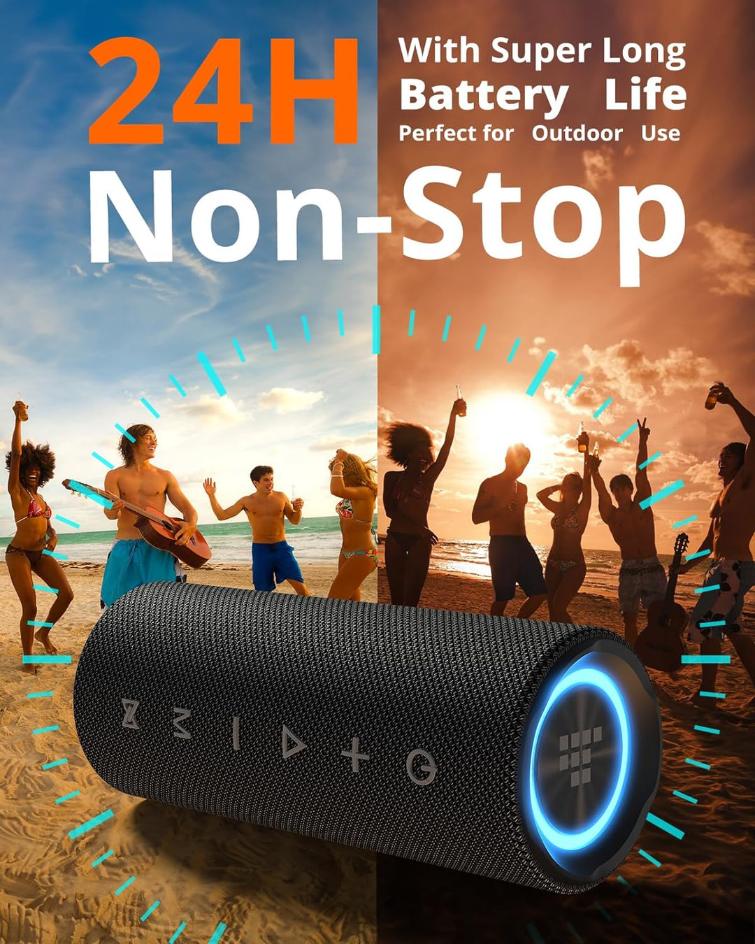 Tronsmart Mirtune C2 Bluetooth Lautsprecher mit Dual Treiber Starkem Bass 360°, IPX7 Wasserdicht, St