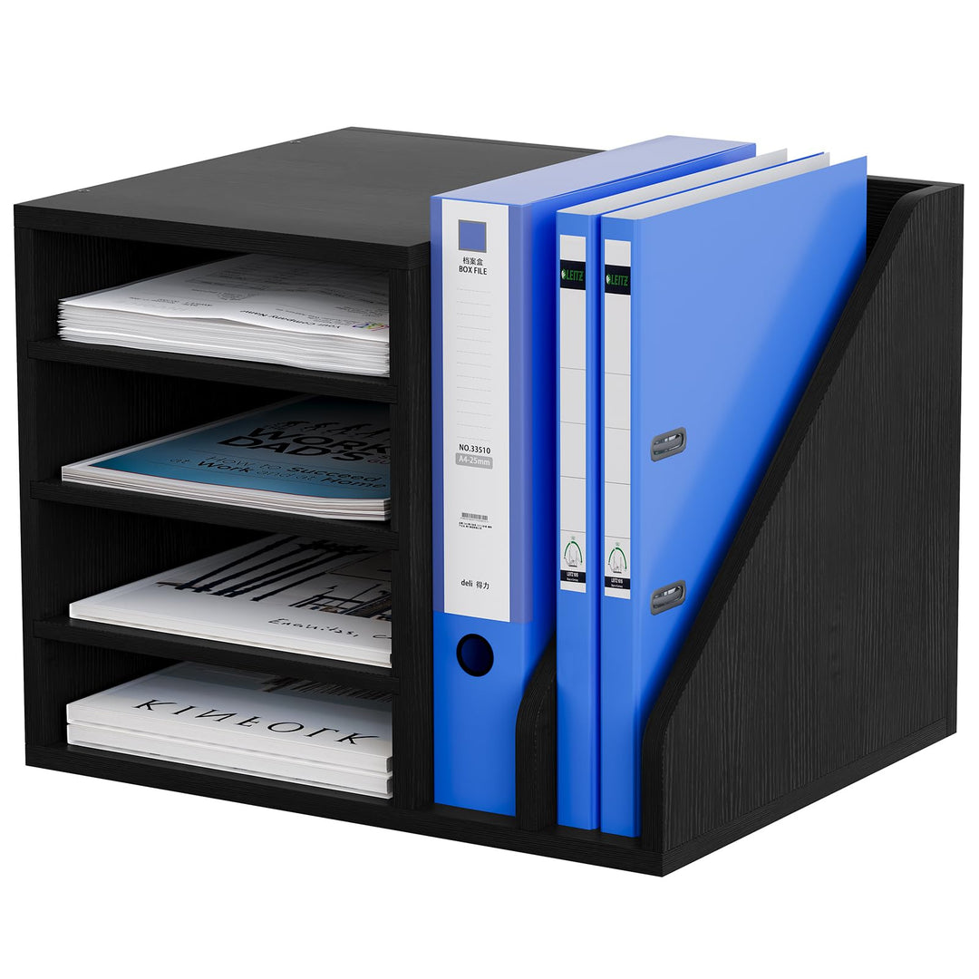 EasyPAG 6 Fächer Holz A4 Büro Schreibtisch Organizer Dokumentenhalter Aktenablage Zeitschriftenhalte
