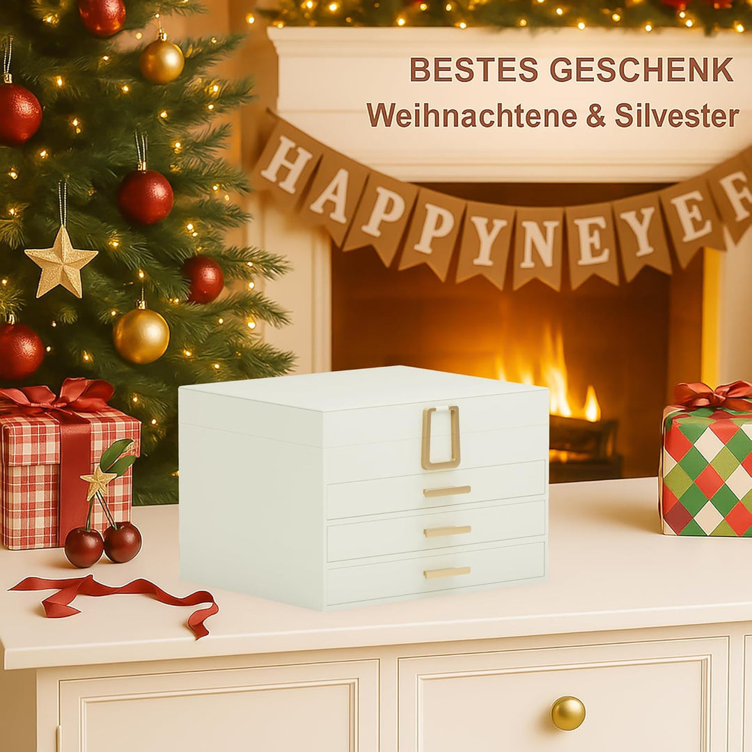 Schmuckkästchen Schmuckkasten mit 4 Ebenen Schmuckbox mit Verschluss grosse Schmuckstücke Schmuckauf