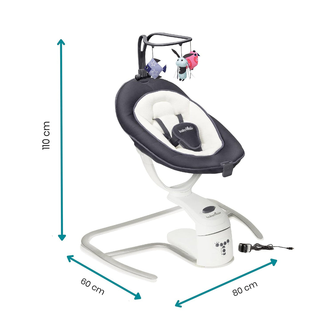 Babymoov Babyschaukel Swoon Motion Zink - inkl. 8 Melodien, 360° Sitzfläche, verstellbare Rückenlehn