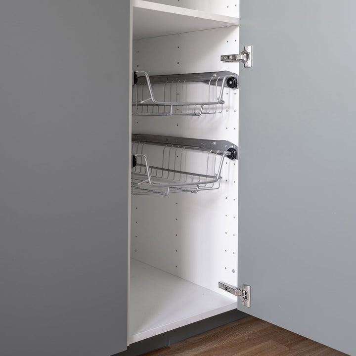 Arebos Teleskopschublade - für Schrankbreite 30 40 50 oder 60 cm/verchromt/Setwahl- Küchenschublade