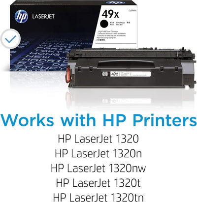 HP 49X (Q5949X) Schwarz Original Toner mit hoher Reichweite für HP Laserjet 1320, 1320n, 1320nw, 132