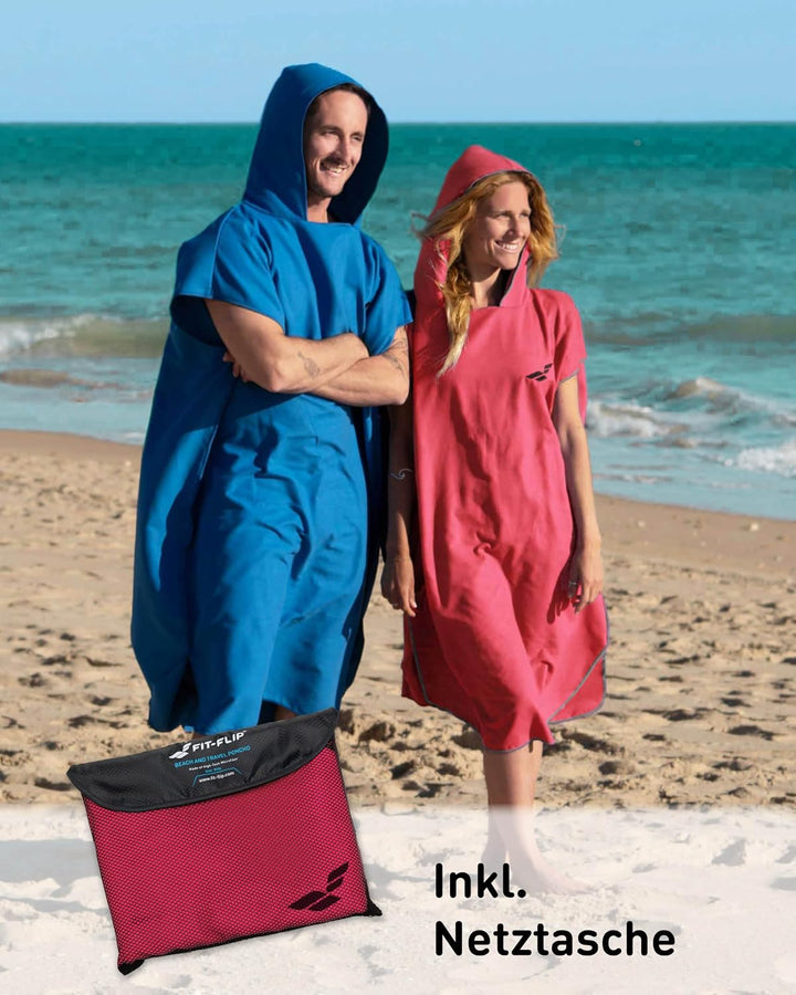 Fit-Flip Badeponcho aus Mikrofaser für Damen und Herren - schnelltrocknend, kompakt und Ultraleicht