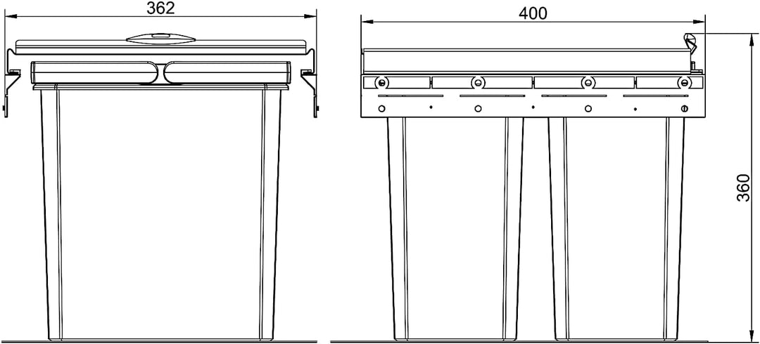 Naber Cox® Box 2T 400-2. Abfallsammler, hellgrau.