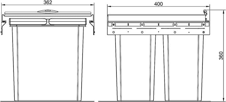 Naber Cox® Box 2T 400-2. Abfallsammler, hellgrau.