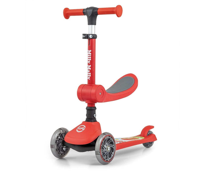 Milly Mally Scooter Fuzzy - Dreirädriger Balance-Roller mit Sitz, LED-Leuchträder, Höhenverstellbare