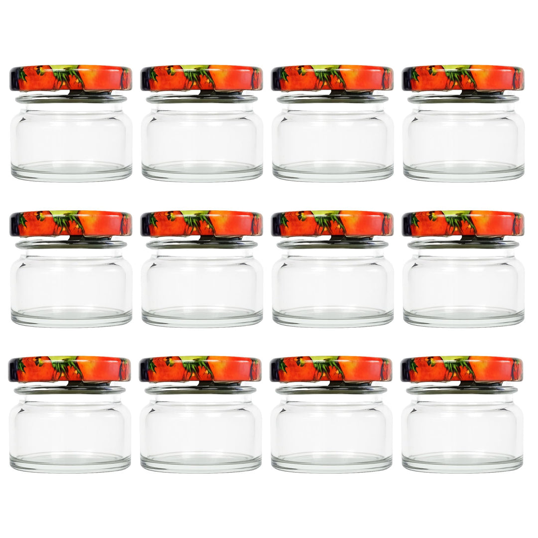 hocz 12x Mini Marmeladengläser 30 ml | mit Deckel Obst TO 43 | kleine Einmachgläser mit Schraubdecke