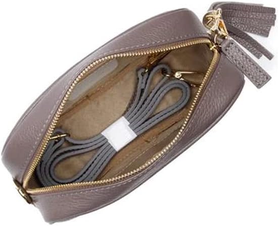Ledertasche Echtleder in Grau mit abnehmbaren Lederriemen und zusätlichem Tragegurt Baroque zum Umhä